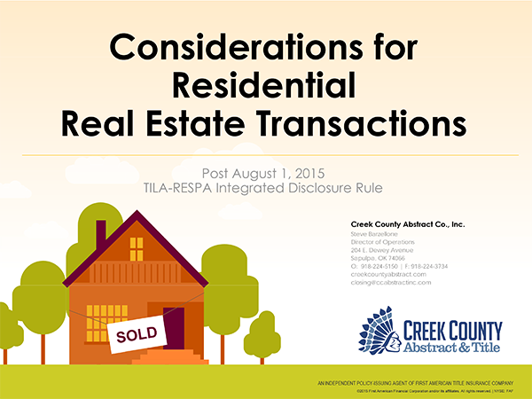 considerations for real estate trnsactions